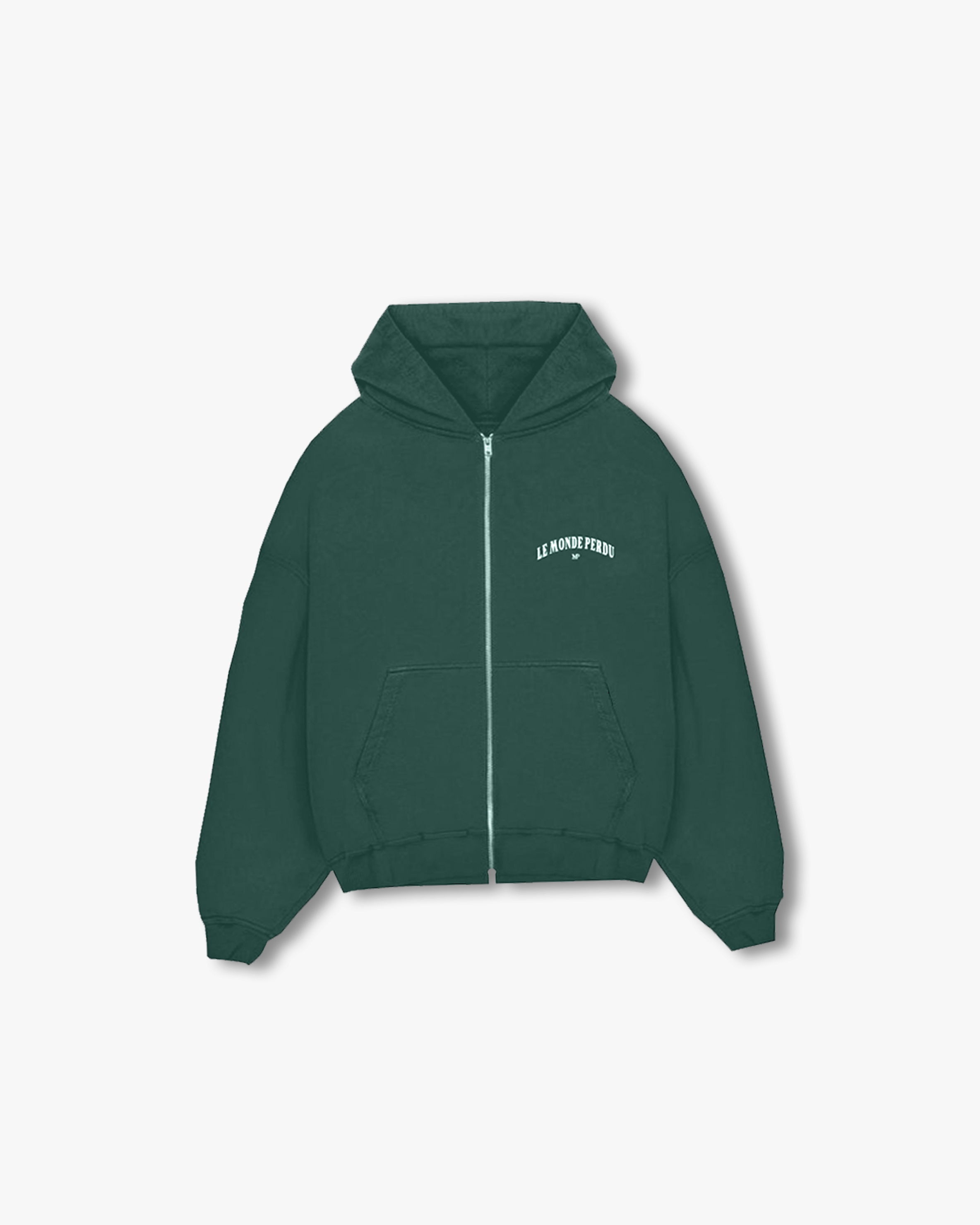 Arched Logo Zipper Hoodie Green